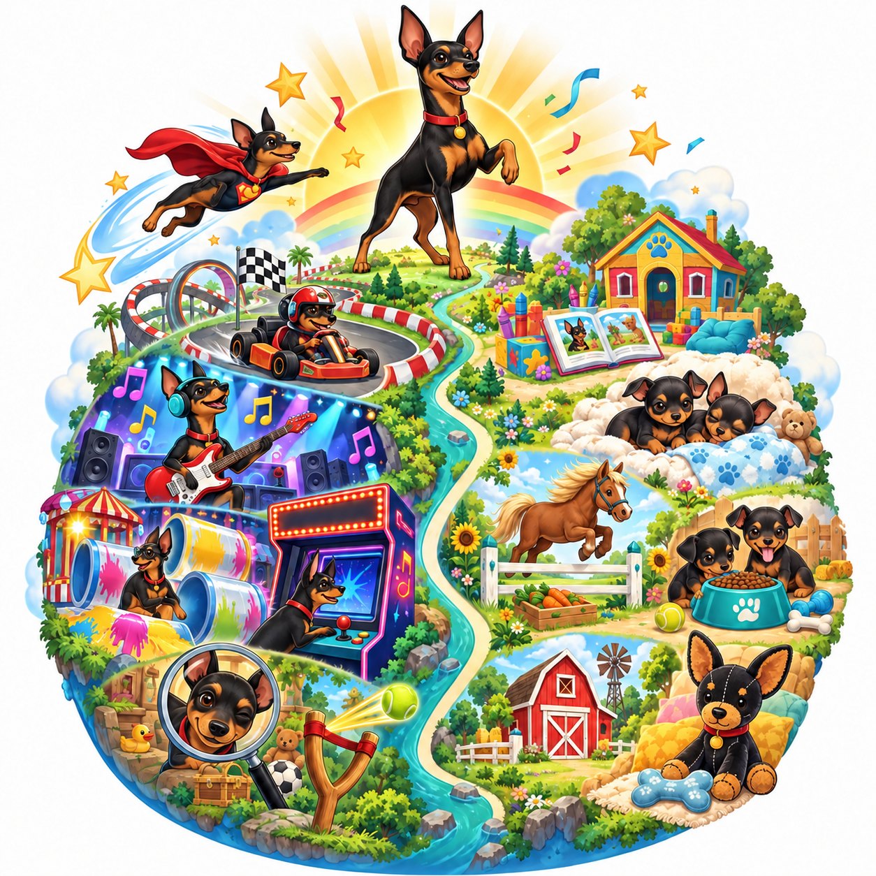 Rocko on top of his whole world — karts, super hero, music, puzzles, pups, a pony and more